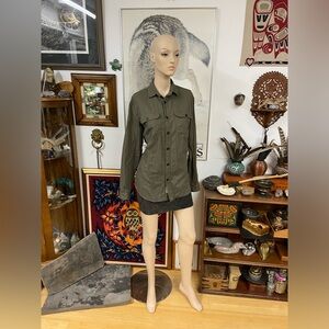 Army Green Button Down Long Sleeve